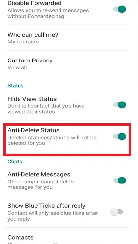 anti-delete status